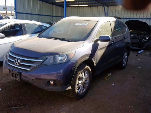 2HKRM4H76EH684051 - 2014 HONDA CR-V EXL BLUE photo 2