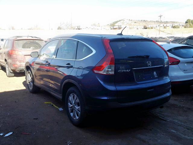 2HKRM4H76EH684051 - 2014 HONDA CR-V EXL BLUE photo 3