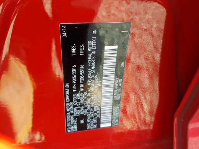 JTLZE4FE4EJ056872 - 2014 TOYOTA SCION XB წითელი ფოტო 10