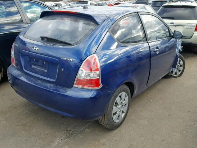 KMHCM3AC2AU182527 - 2010 HYUNDAI ACCENT BLU BLUE photo 4