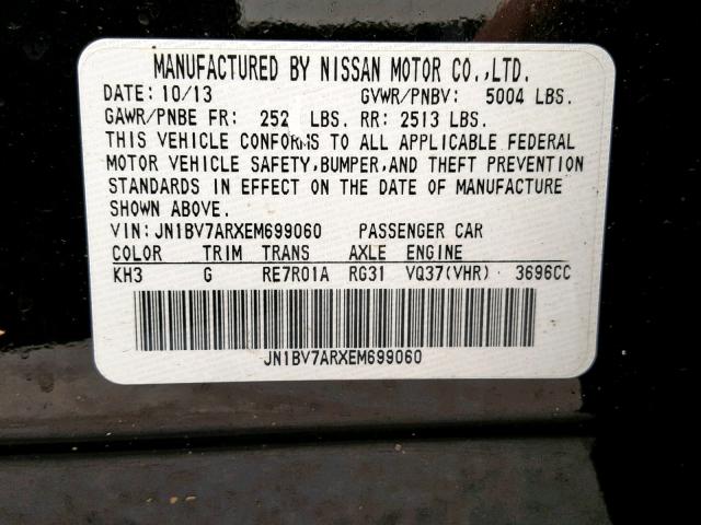 JN1BV7ARXEM699060 - 2014 INFINITI Q50 BASE BLACK photo 10