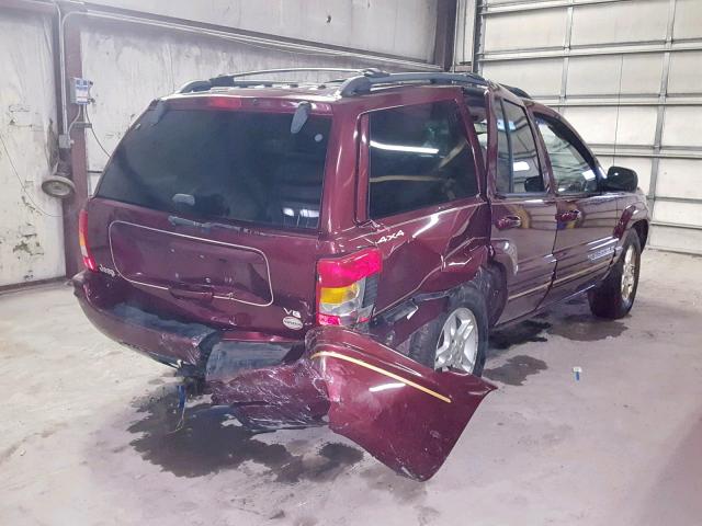 1J4GW68N5XC528586 - 1999 JEEP GRAND CHER MAROON photo 4