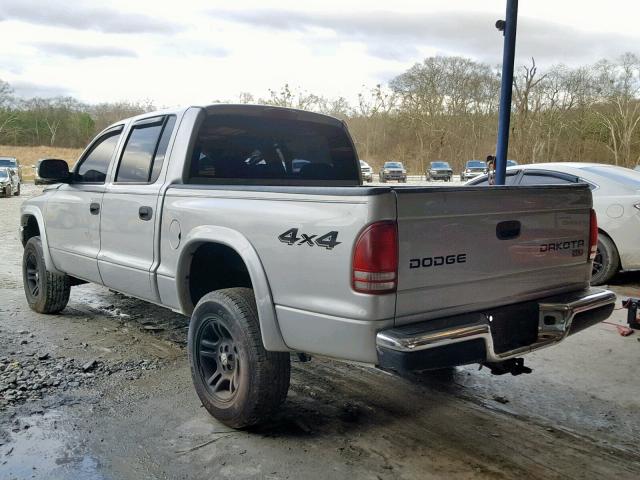 1D7HG48X93S228911 - 2003 DODGE DAKOTA QUA SILVER photo 3