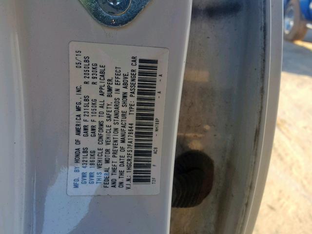 1HGCR2F57FA179644 - 2015 HONDA ACCORD SPO WHITE photo 10