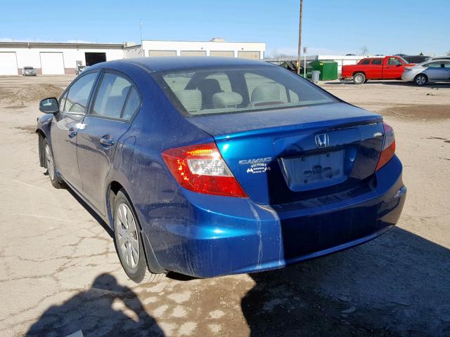 19XFB2F59CE063354 - 2012 HONDA CIVIC LX BLUE photo 3