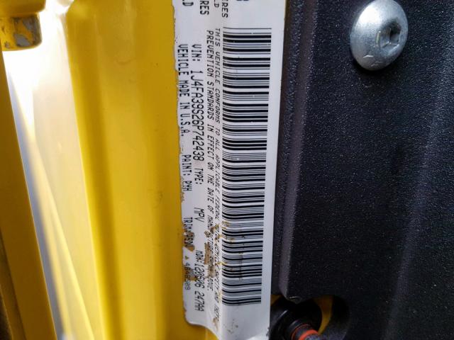 1J4FA39S26P742438 - 2006 JEEP WRANGLER X YELLOW photo 10