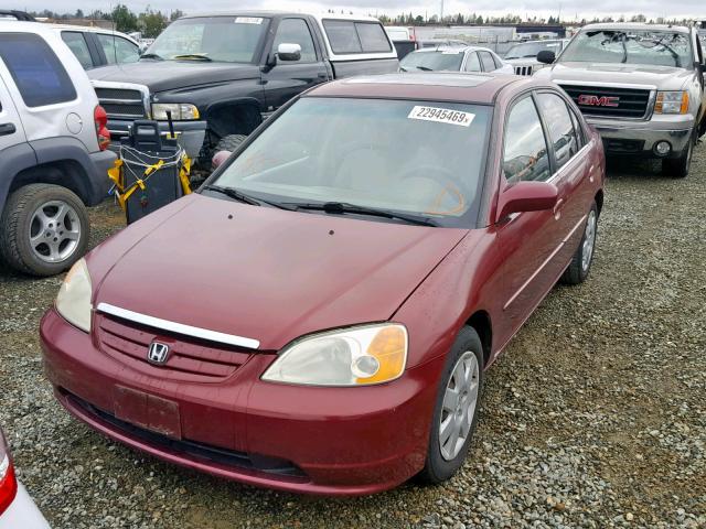 2HGES26762H505556 - 2002 HONDA CIVIC EX MAROON photo 2