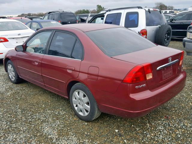 2HGES26762H505556 - 2002 HONDA CIVIC EX MAROON photo 3