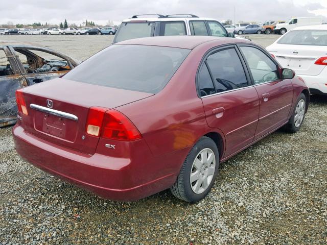 2HGES26762H505556 - 2002 HONDA CIVIC EX MAROON photo 4