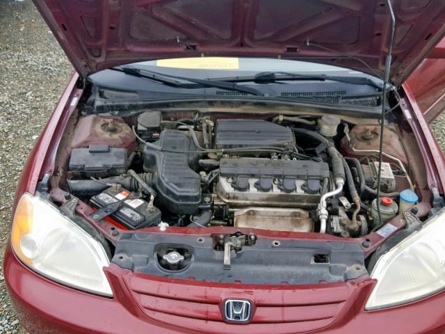 2HGES26762H505556 - 2002 HONDA CIVIC EX MAROON photo 7