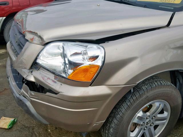 2HKYF18644H613988 - 2004 HONDA PILOT EXL ოქროსფერი ფოტო 9