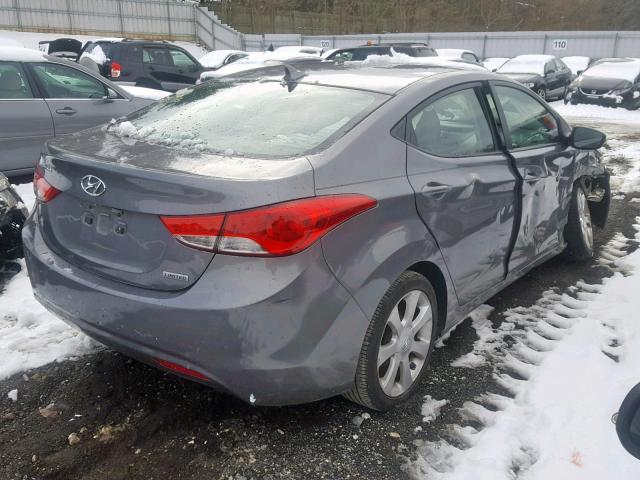 5NPDH4AEXCH122772 - 2012 HYUNDAI ELANTRA GL GRAY photo 4