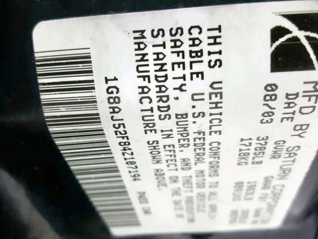 1G8AJ52F84Z107194 - 2004 SATURN ION LEVEL BLACK photo 10