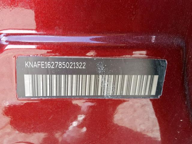 KNAFE162785021322 - 2008 KIA SPECTRA5 5 MAROON photo 10