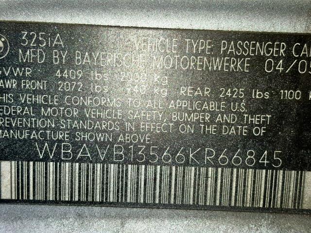 WBAVB13566KR66845 - 2006 BMW 325 I Gümüş foto 10