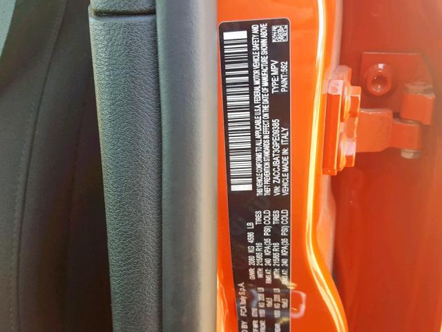 ZACCJBAT3GPE09385 - 2016 JEEP RENEGADE S ნარინჯისფერი ფოტო 10