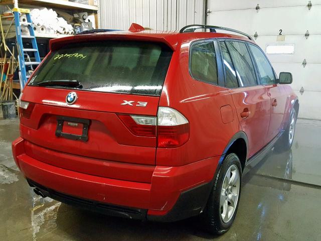 WBXPC93458WJ19053 - 2008 BMW X3 3.0SI RED photo 4