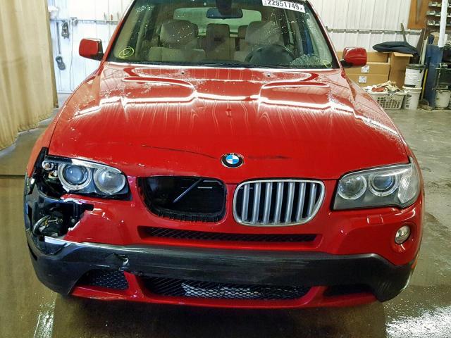 WBXPC93458WJ19053 - 2008 BMW X3 3.0SI RED photo 9