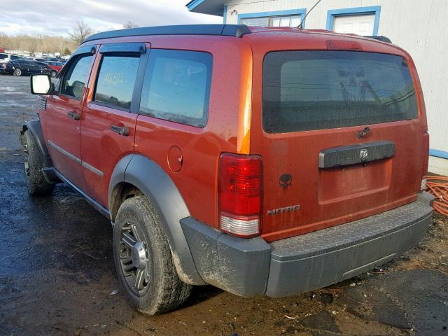 1D8GT28K27W662050 - 2007 DODGE NITRO SXT ORANGE photo 3