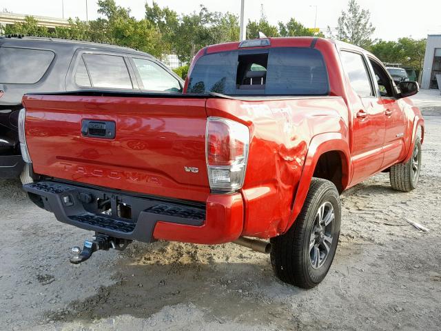 5TFAZ5CN6JX057908 - 2018 TOYOTA TACOMA DOU RED photo 4
