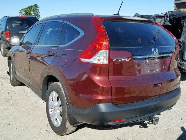 5J6RM3H74EL016930 - 2014 HONDA CR-V EXL BURGUNDY photo 3