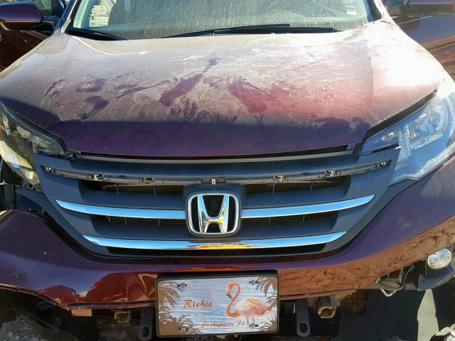 5J6RM3H74EL016930 - 2014 HONDA CR-V EXL BURGUNDY photo 7