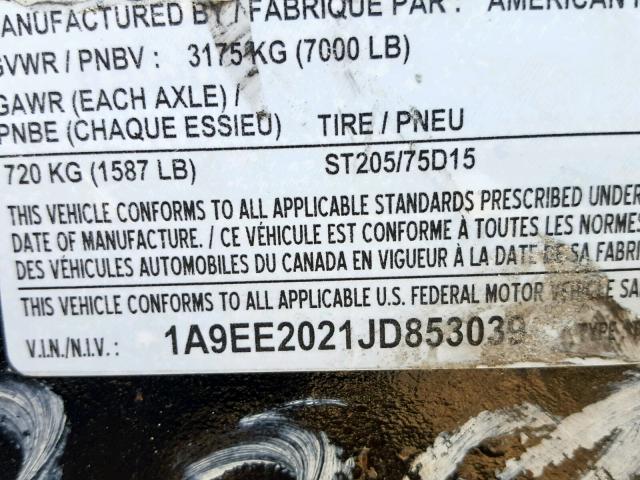 1A9EE2021JD853039 - 2017 FORD TRAILER BLACK photo 10
