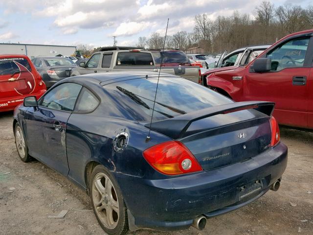 KMHHN65FX3U072286 - 2003 HYUNDAI TIBURON GT BLUE photo 3