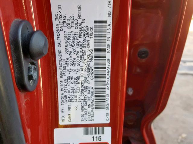 5TELU4EN8AZ736814 - 2010 TOYOTA TACOMA DOU RED photo 10