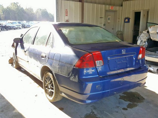 2HGES16335H505588 - 2005 HONDA CIVIC DX V BLUE photo 3