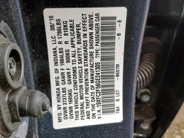 19XFC2F56GE241305 - 2016 HONDA CIVIC LX BLUE photo 10