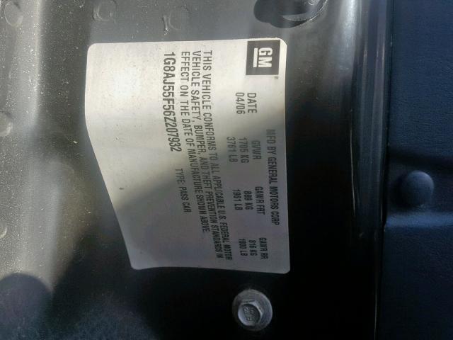 1G8AJ55F56Z207932 - 2006 SATURN ION LEVEL SILVER photo 10