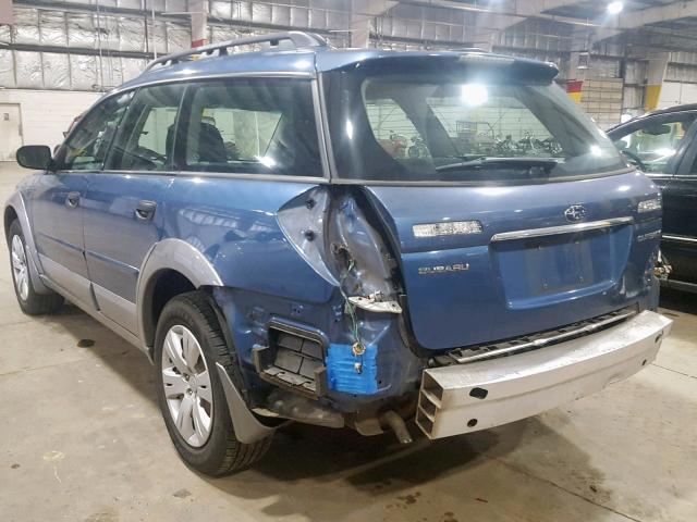 4S4BP60C487367354 - 2008 SUBARU OUTBACK BLUE photo 3