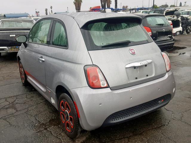 3C3CFFGE9FT620393 - 2015 FIAT 500 ELECTR SILVER photo 3