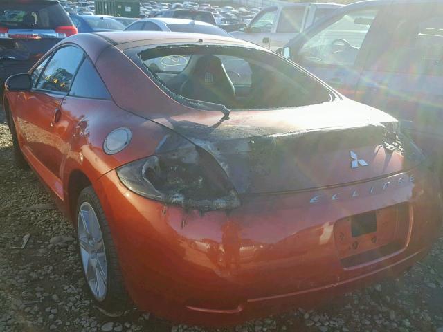 4A3AK64FX7E070891 - 2007 MITSUBISHI ECLIPSE ES ORANGE photo 3