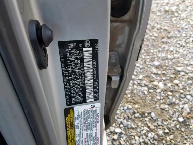 4T1BF30K94U587156 - 2004 TOYOTA CAMRY LE SILVER photo 10