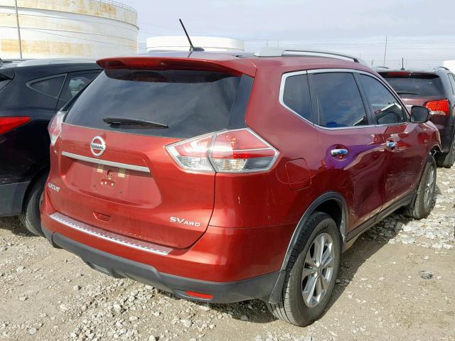 KNMAT2MV4GP656345 - 2016 NISSAN ROGUE S RED photo 4