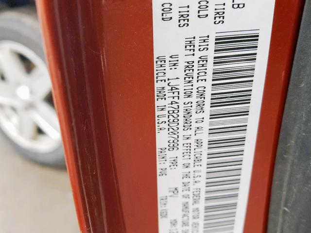 1J4FF47B29D207996 - 2009 JEEP COMPASS SP 橙色 照片 10