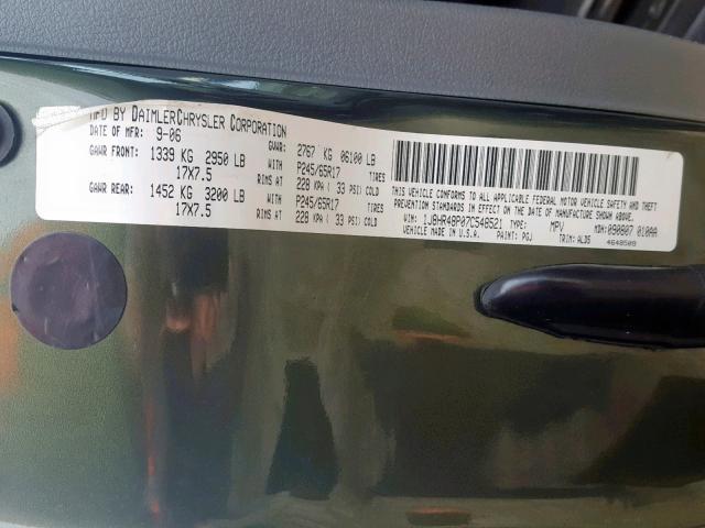 1J8HR48P07C548521 - 2007 JEEP GRAND CHER 绿色 照片 10