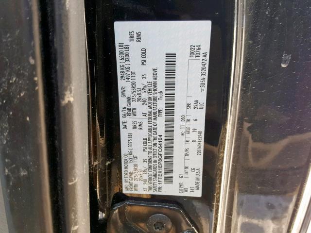 1FTEX1EP8GFC64104 - 2016 FORD F150 SUPER BLACK photo 10