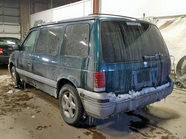 2P4GH45R9SR300517 - 1995 PLYMOUTH VOYAGER SE TEAL photo 3