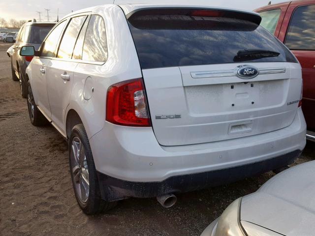 2FMDK3KC1DBB43267 - 2013 FORD EDGE LIMIT WHITE photo 3