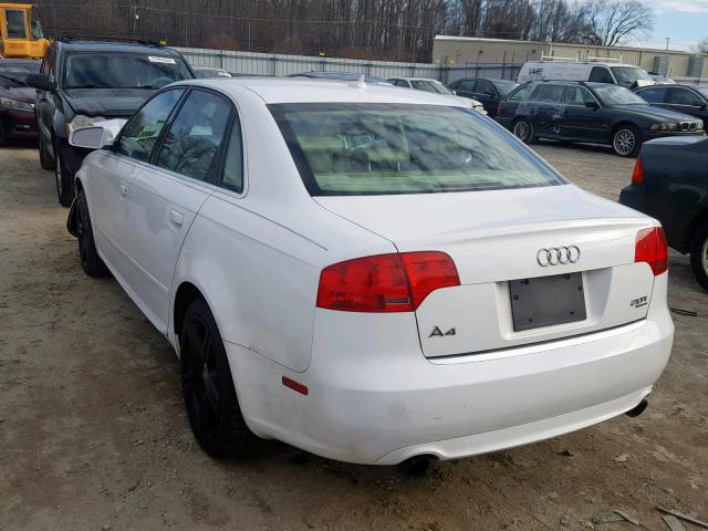 WAUDF78E18A120272 - 2008 AUDI A4 2.0T QU WHITE photo 3