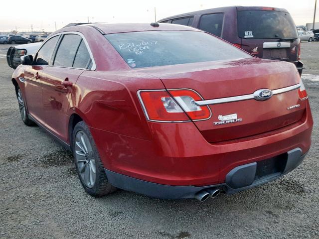 1FAHP2FWXBG136030 - 2011 FORD TAURUS LIM RED photo 3