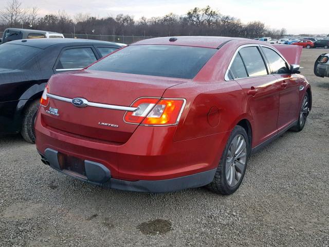 1FAHP2FWXBG136030 - 2011 FORD TAURUS LIM RED photo 4