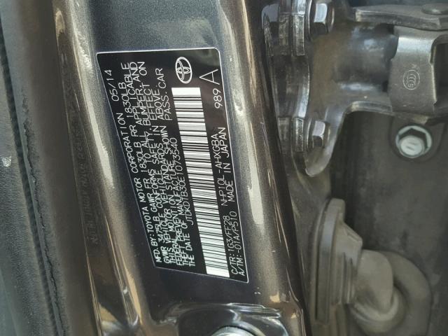 JTDKDTB30E1073540 - 2014 TOYOTA PRIUS C CHARCOAL photo 10