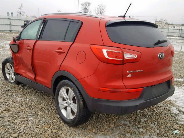 KNDPBCA29D7519037 - 2013 KIA SPORTAGE L RED photo 3