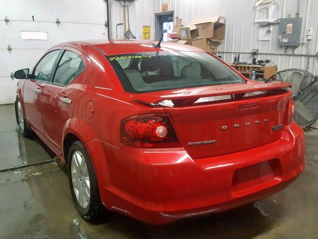 1B3BD4FB8BN515395 - 2011 DODGE AVENGER EX RED photo 3