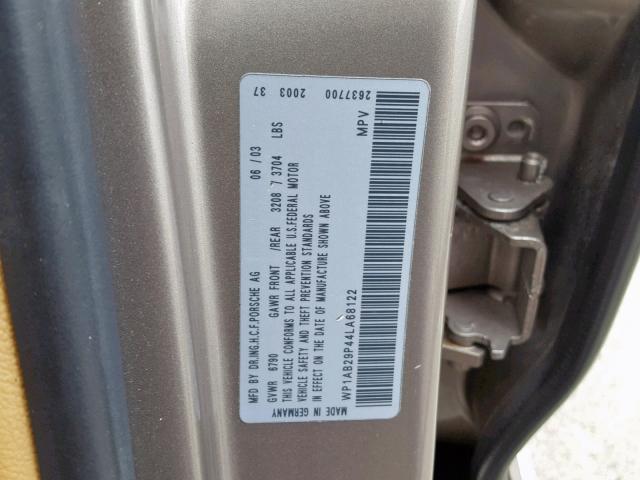 WP1AB29P44LA68122 - 2004 PORSCHE CAYENNE S 棕色 照片 10