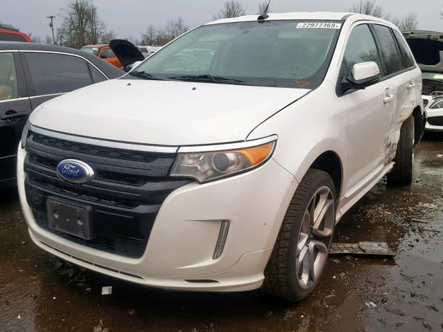 2FMDK4AK8DBE07972 - 2013 FORD EDGE SPORT WHITE photo 2